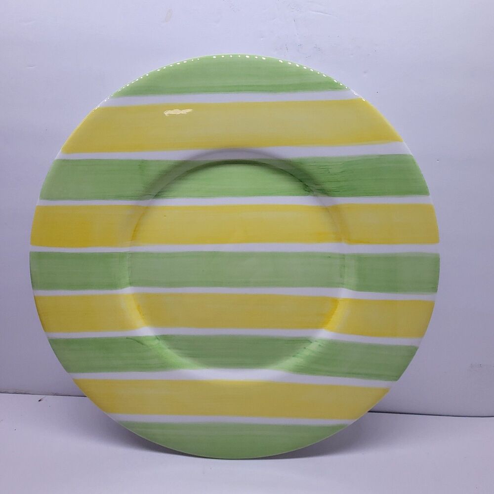ESTE CE Italy Yellow And Green Striped  12 3/4" Plate - Picture 6 of 6